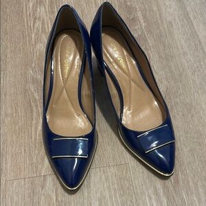 Andrew Geller Blue and Gold Heels with Pointed Toe